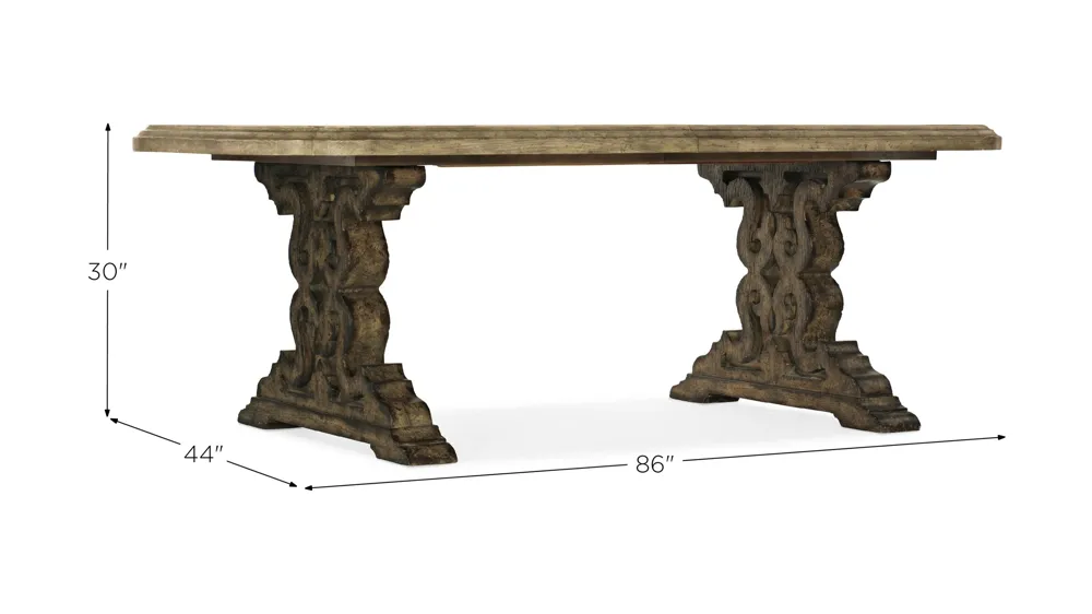 La Grange Le Vieux Double Pedestal Rectangular Dining Table with Two Leaves Dimensions