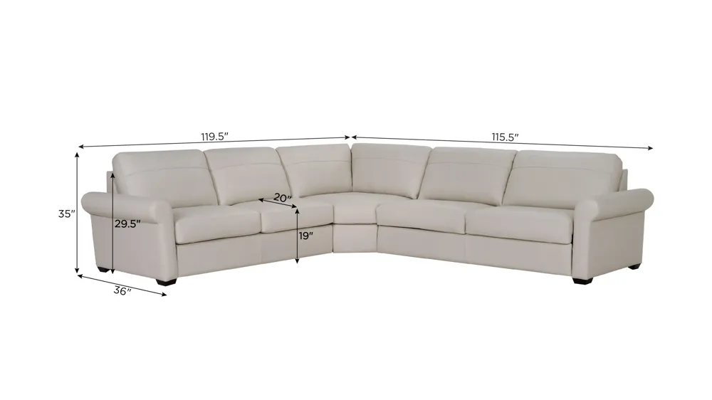 Harley 4-pc. Leather Sectional Dimensions