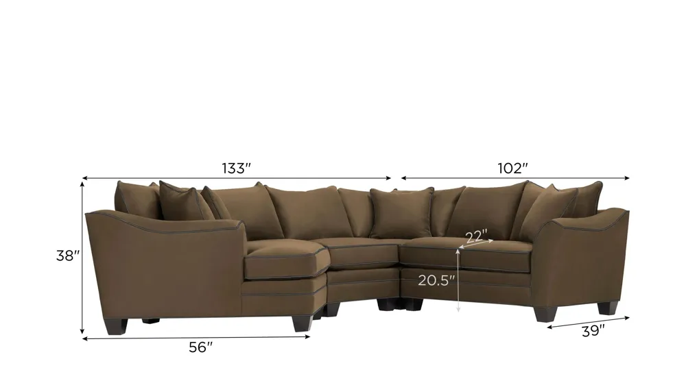 Foresthill 4-pc. Left Hand Cuddler Sectional Sofa Dimensions