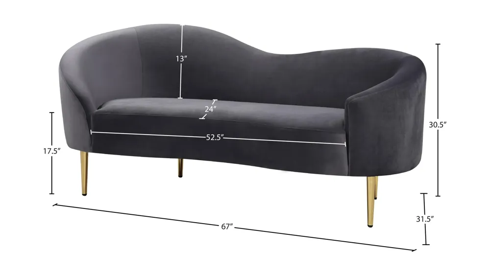Ritz Velvet Loveseat Dimensions