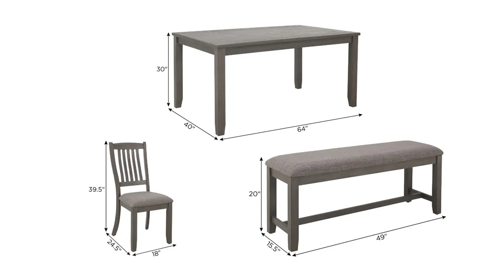 Maple Ridge 6-pc. Dining Set Dimensions