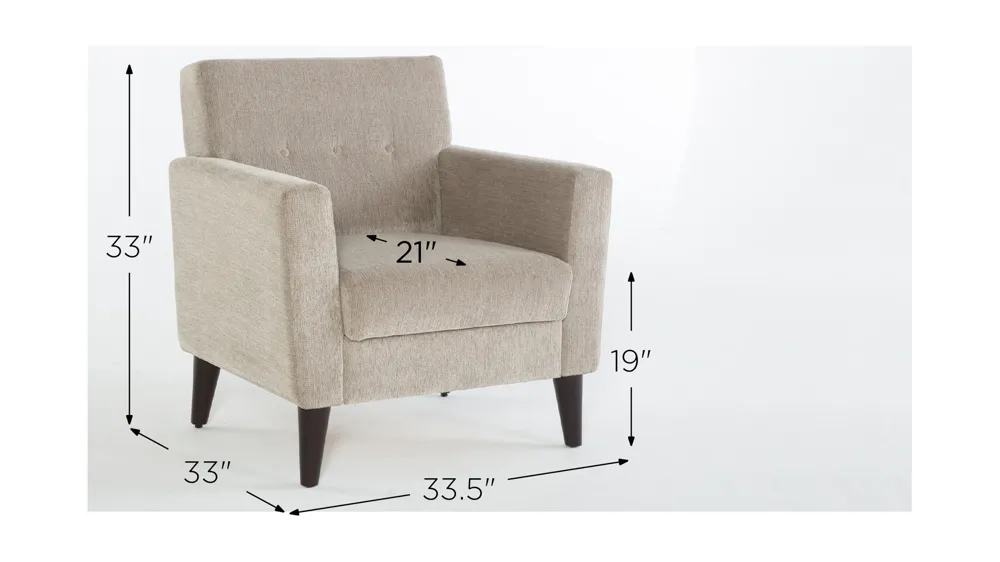 Theo Accent Chair & Ottoman Dimensions