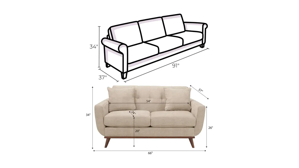 Milo Living Room Set Dimensions