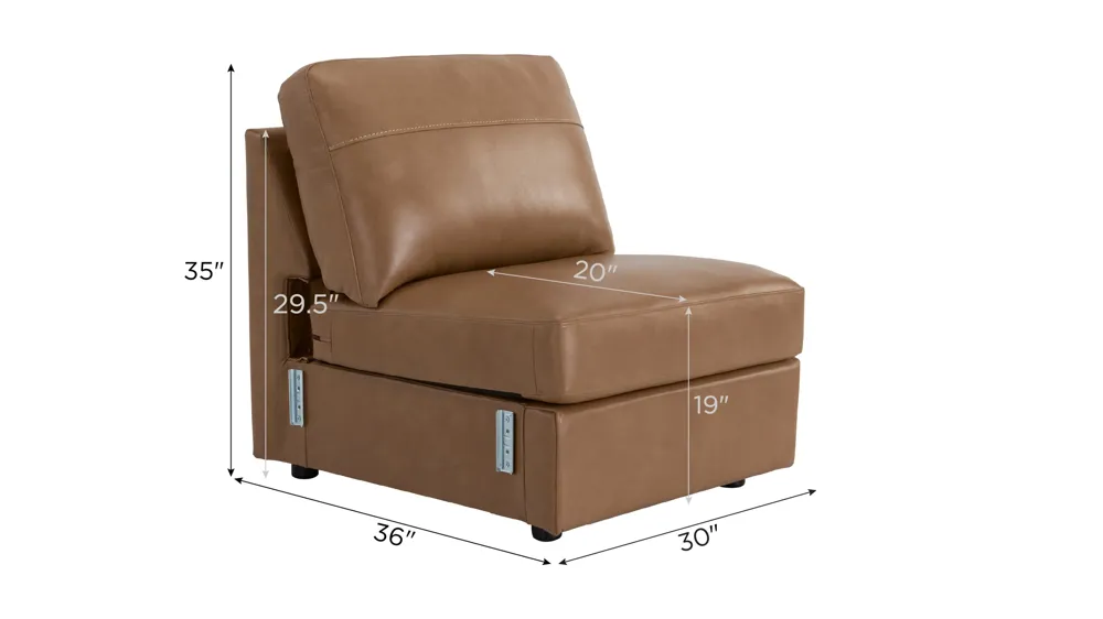 Harley Leather Armless Chair Dimensions