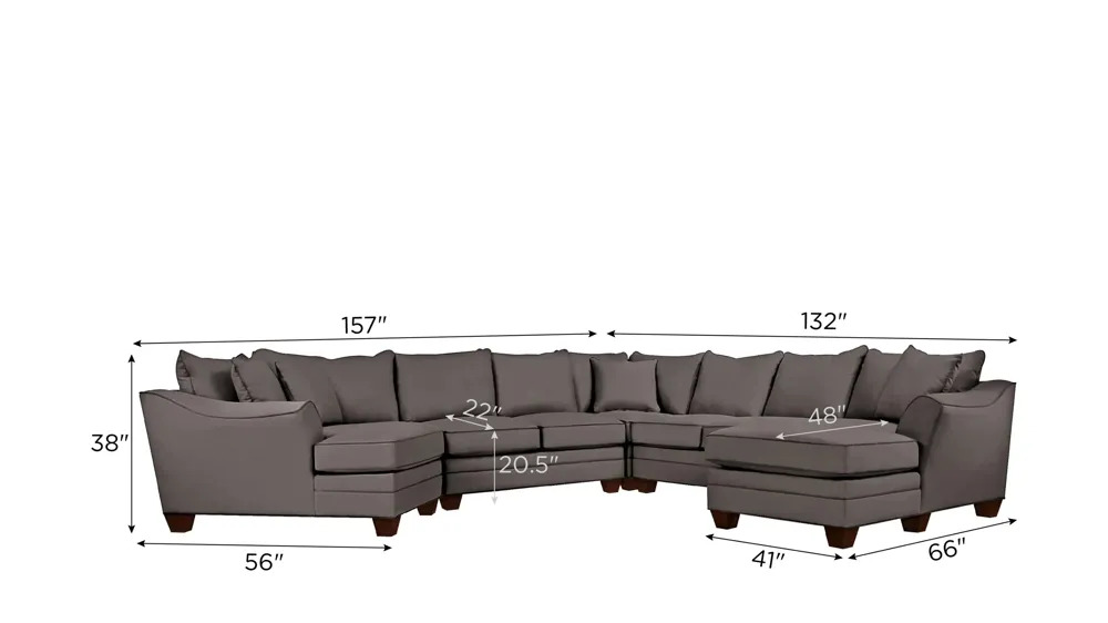 Foresthill 5-pc. Right Hand Facing Sectional Sofa Dimensions