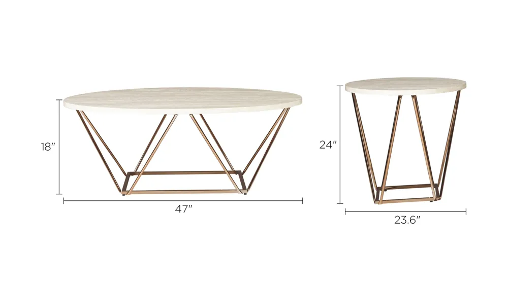 Tarica Contemporary Occasional 3-pc. Table Set Dimensions