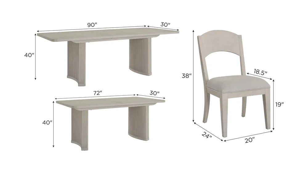 Vera 5-pc. Dining Set Dimensions