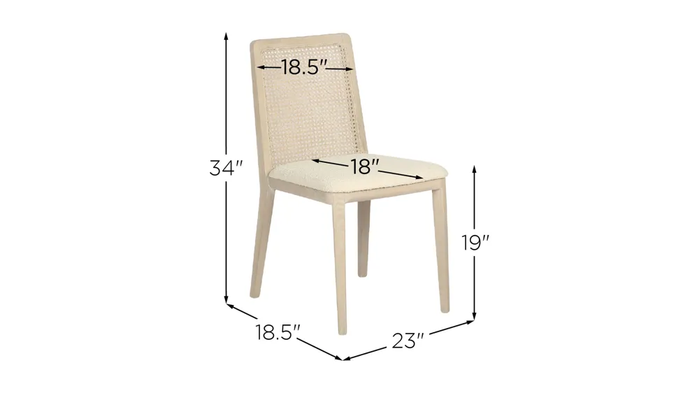 Cane Dining Chair- Set of 2 Dimensions