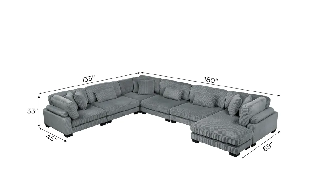 Maverick 6-pc. Sectional Dimensions
