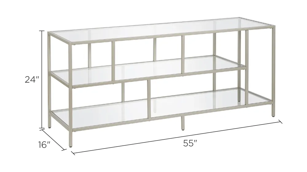Zinnia TV Stand with Glass Shelves Dimensions