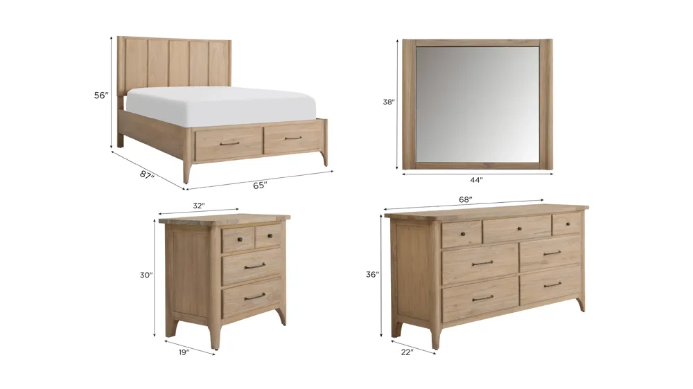 Savannah 4pc. Storage Bedroom Set Dimensions
