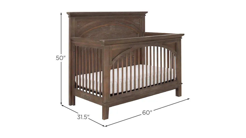 Kennedy Convertible Crib with Conversion Rails Dimensions