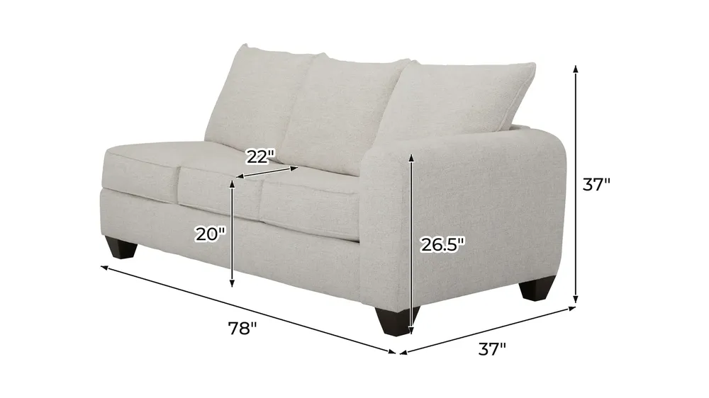 Jaden Right Arm Facing Sofa Dimensions