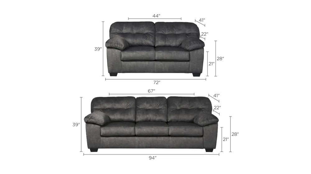 Dalesley 2-pc. Sofa and Loveseat Set Dimensions