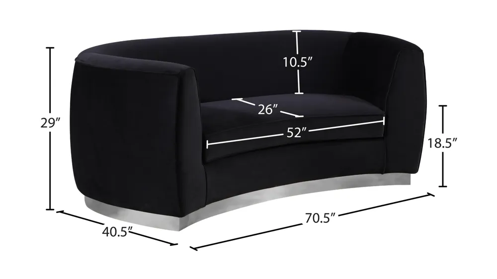 Julian Velvet Loveseat Dimensions