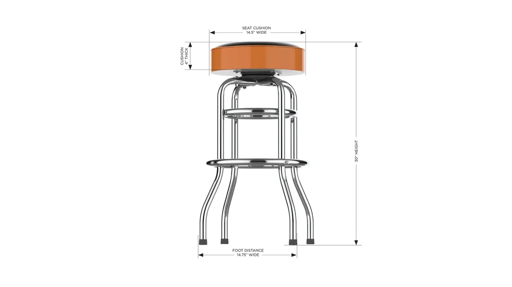 MLB Backless Swivel Bar Stool Dimensions