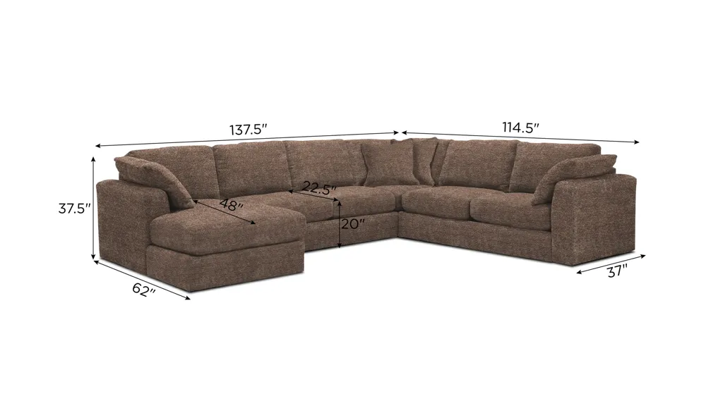 Nappily 4-pc. Sectional Dimensions