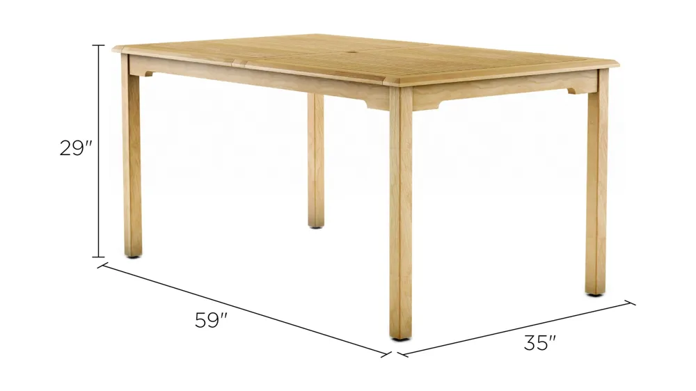 Amazonia Outdoor Teak Rectangular Dining Table Dimensions