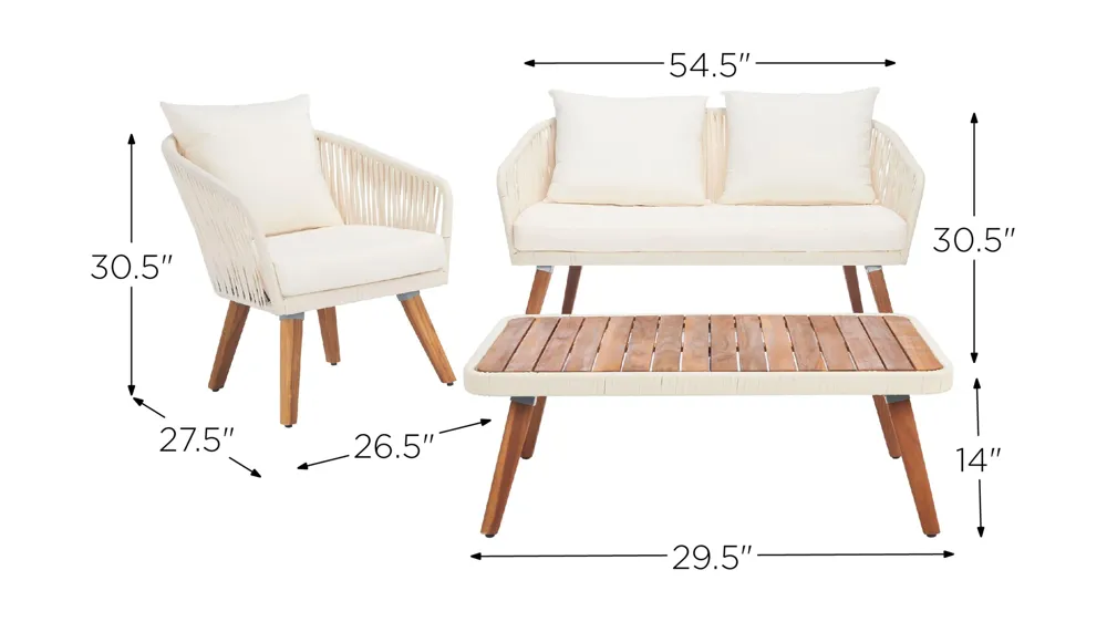 Dandra 4-pc. Patio Set Dimensions