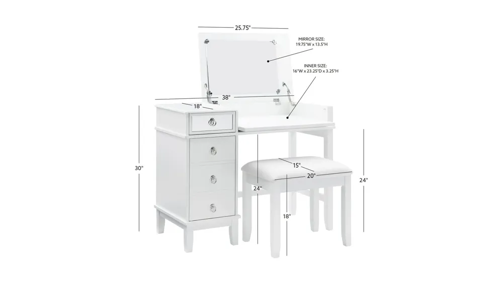 Bay Mills Vanity Set Dimensions
