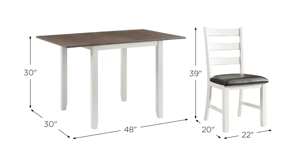 Tuttle 3-pc. Drop Leaf Dining Set Dimensions