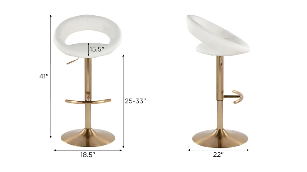 Posh Adjustable Barstool - Set of 2 Dimensions