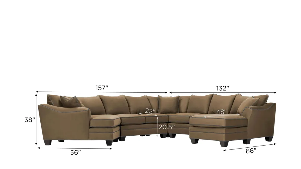 Foresthill 5-pc. Right Hand Facing Sectional Sofa Dimensions