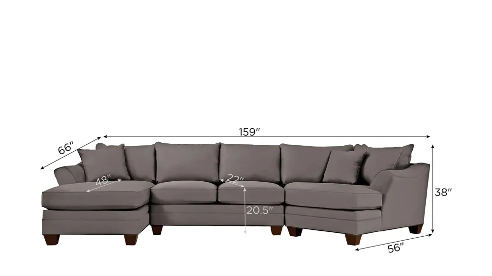 Foresthill 3-pc. Left Hand Facing Sectional Sofa Dimensions