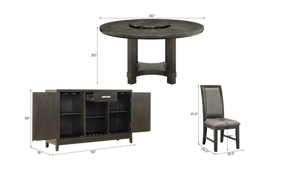 Jeffries 8-pc. Dining Set Dimensions
