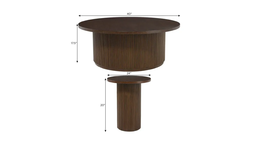 Theo 3-pc. Occasional Tables Dimensions