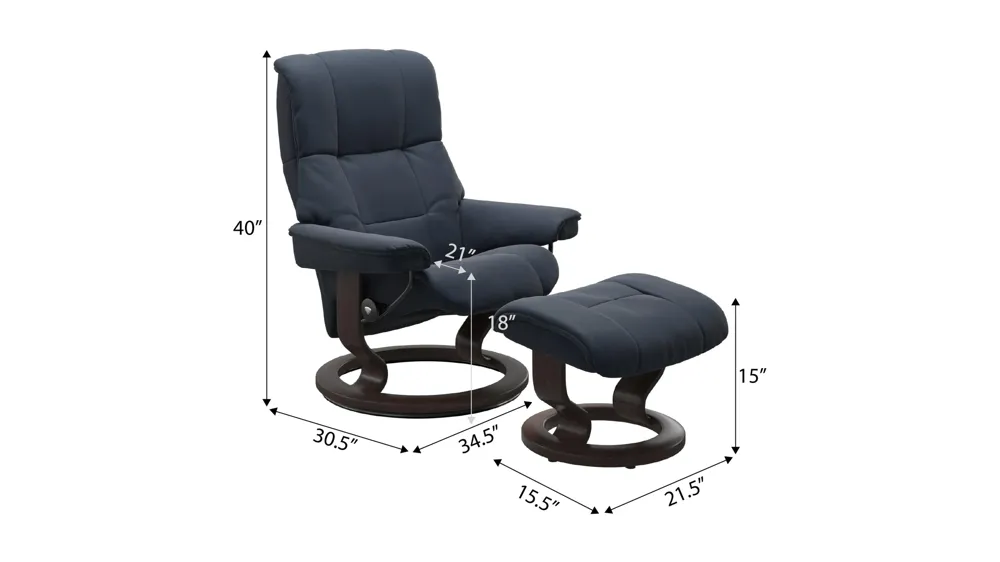 Mayfair Large Classic Chair & Ottoman Dimensions