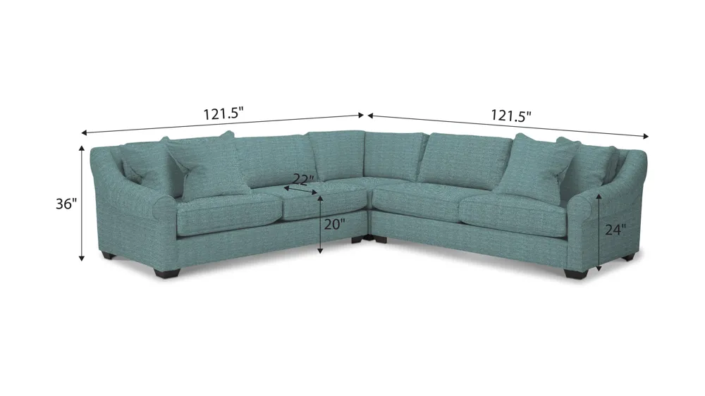 Thatcher 3-pc. Sectional Dimensions
