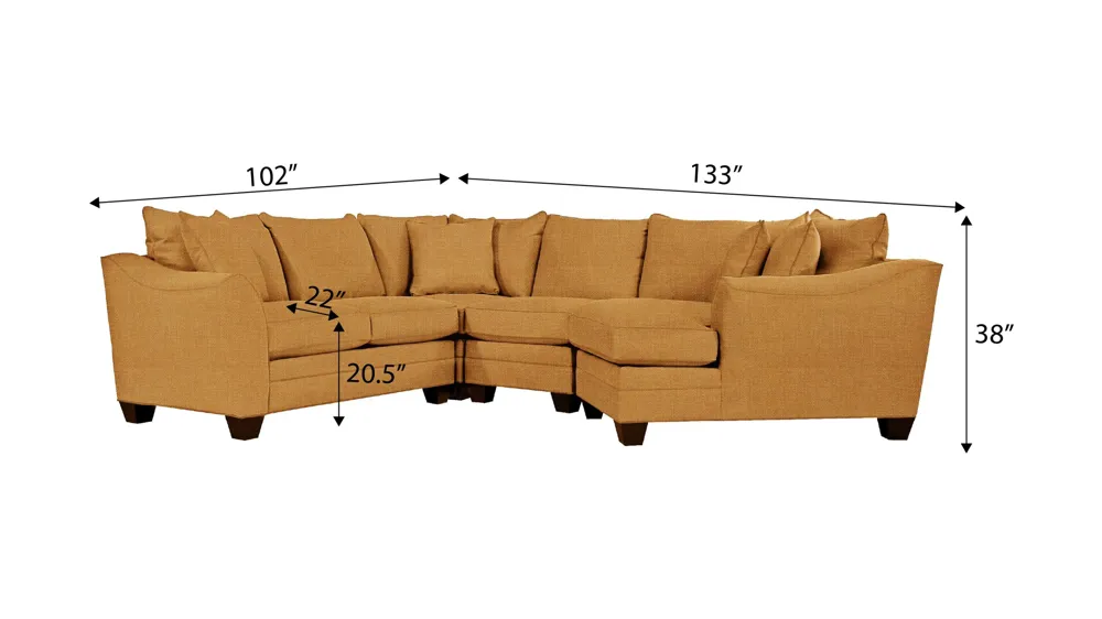Foresthill 4-pc. Right Hand Cuddler Sectional Sofa Dimensions