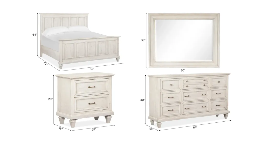 Ashford 4-pc. Panel Bedroom Set Dimensions
