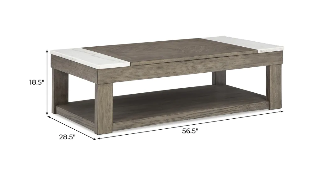 Loyaska Lift-Top Coffee Table Dimensions