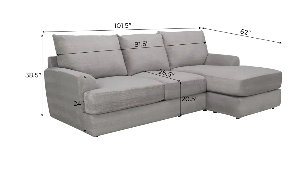 Joel Reversible Sofa Chaise Dimensions