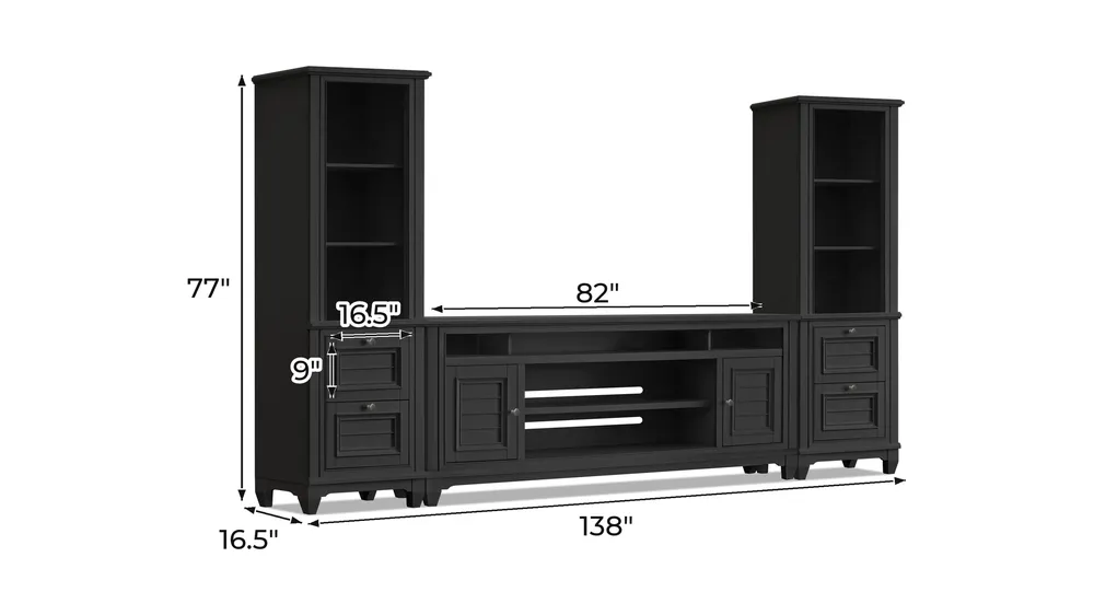 Cape Town 3-pc. 82" Entertainment Wall Dimensions