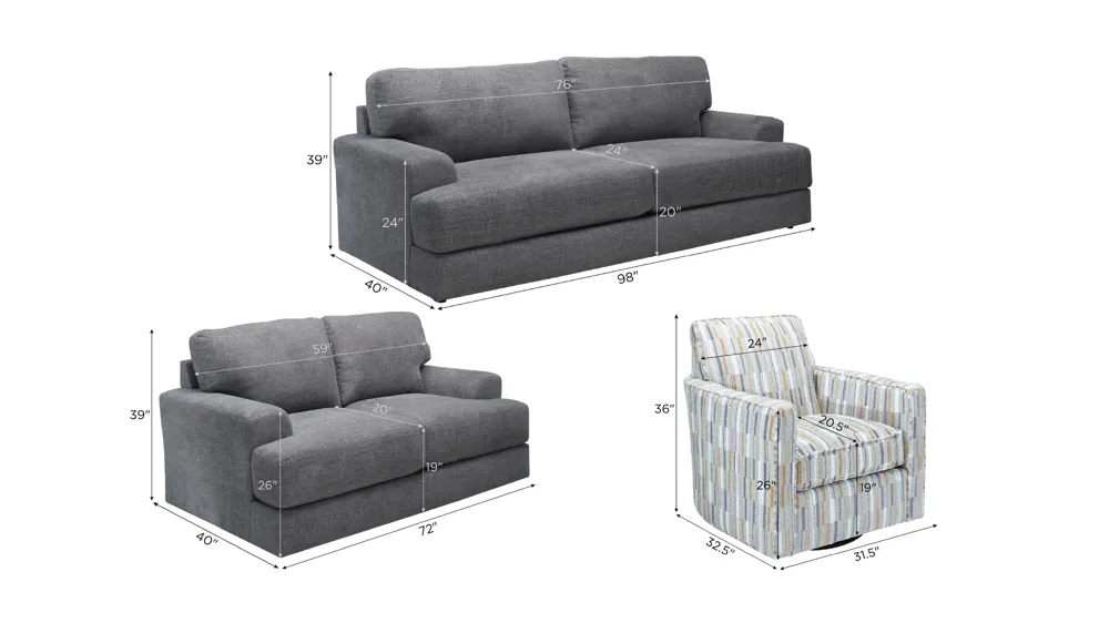 Sundera Living Room Set Dimensions