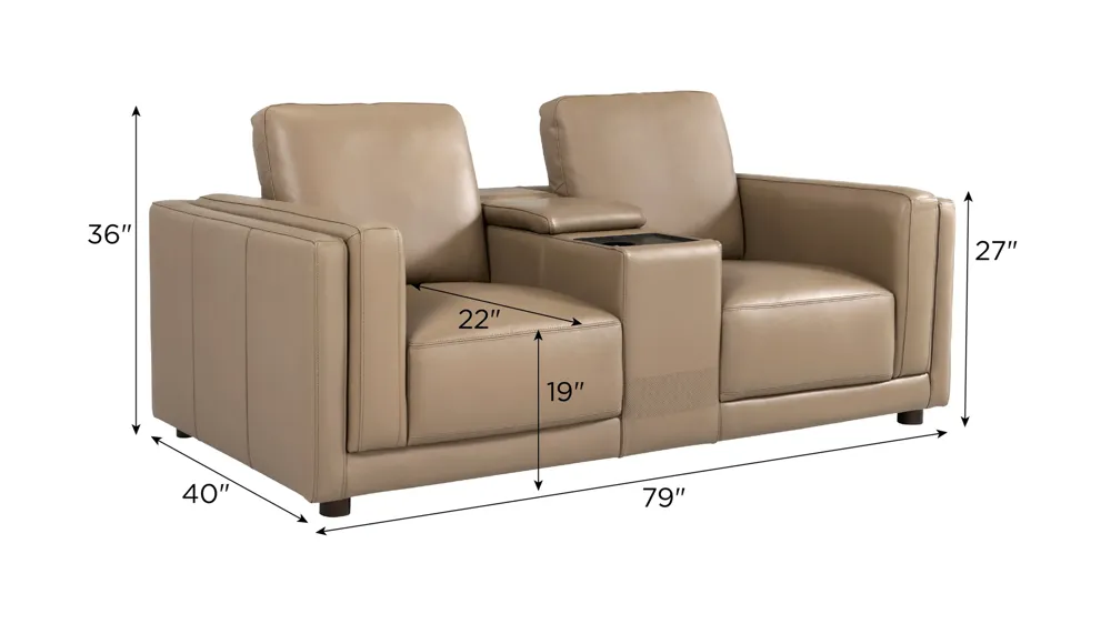 Marni Leather Media Console Loveseat Dimensions