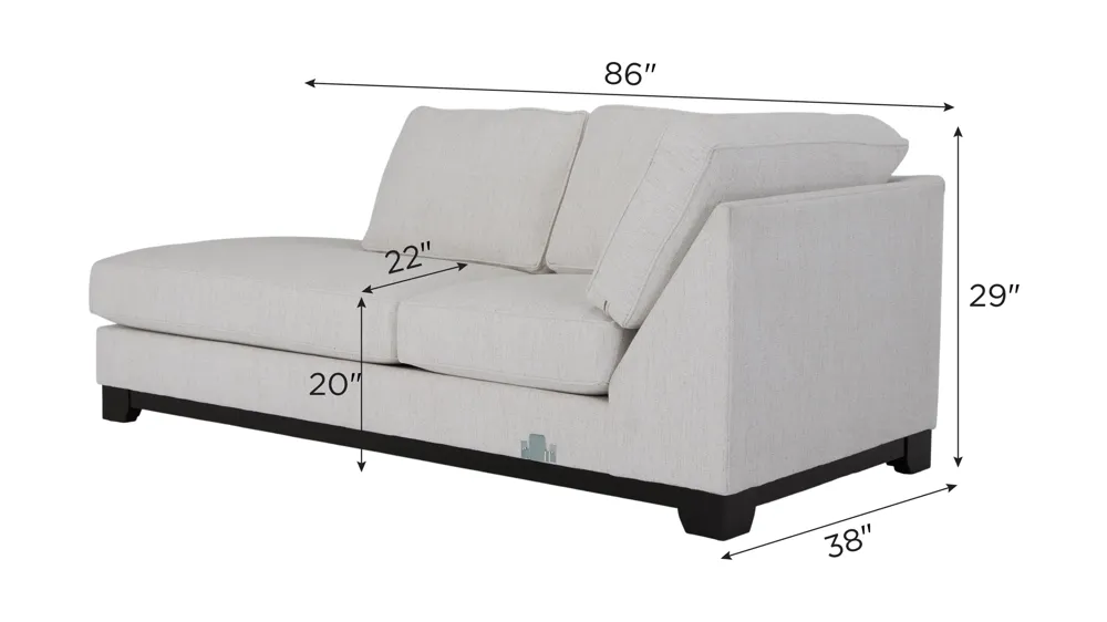 Artemis I Left Arm Facing Armless Chaise Dimensions
