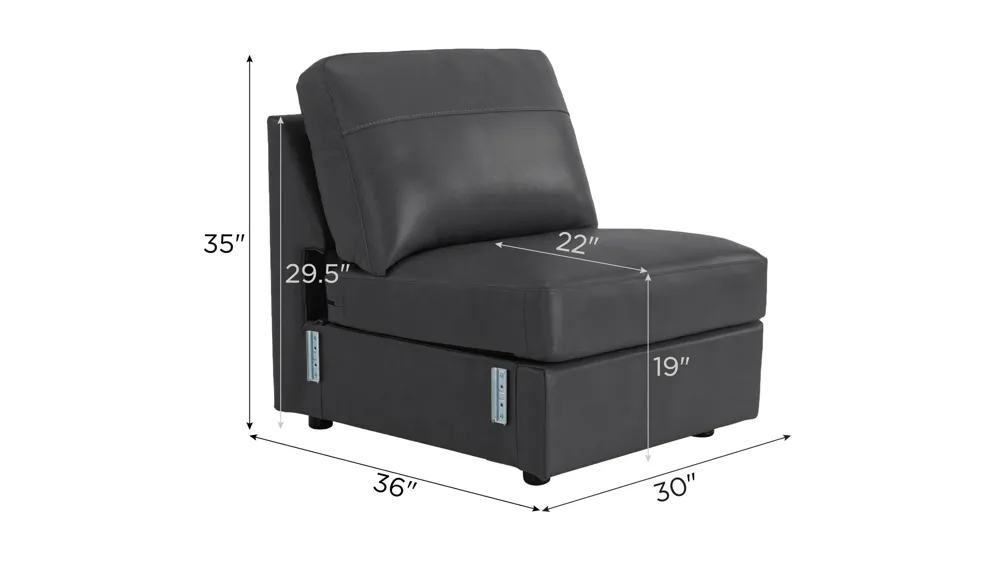 Harley Leather Armless Chair Dimensions