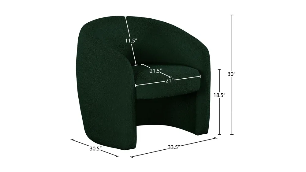 Acadia Boucle Fabric Accent Chair Dimensions