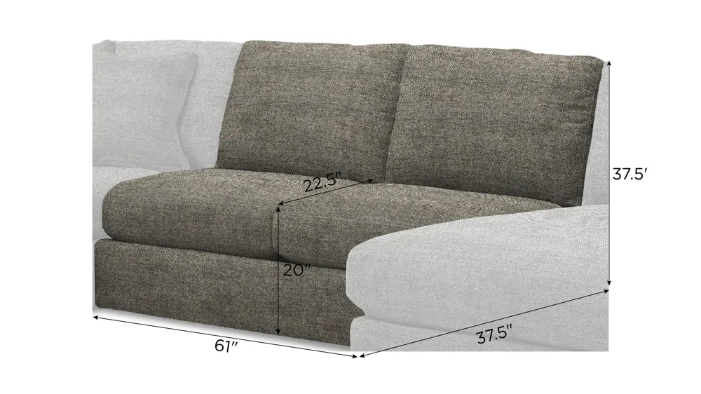 Nappily Armless Loveseat Dimensions