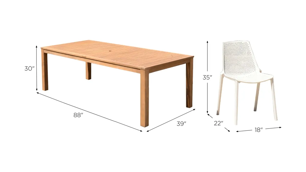 Clair 9-pc. Rectangular Patio Dining Table Set Dimensions