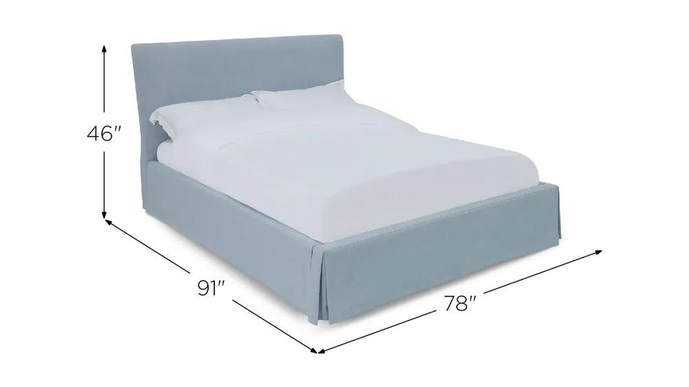 Shelby Upholstered Skirted Panel Bed Dimensions