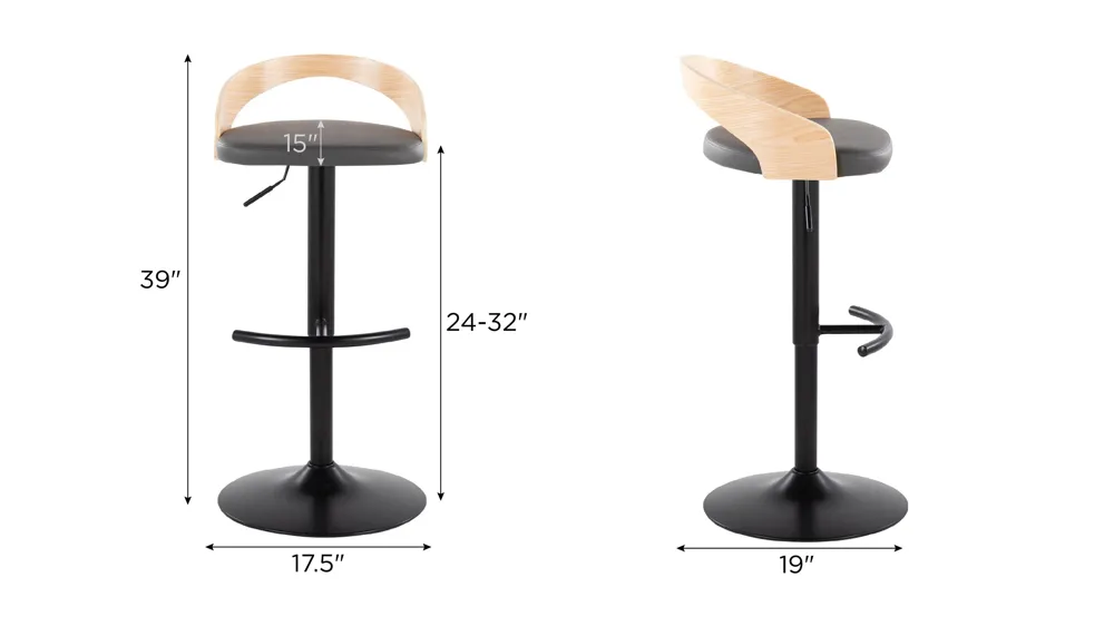 Grotto Adjustable Barstool - Set of 2 Dimensions