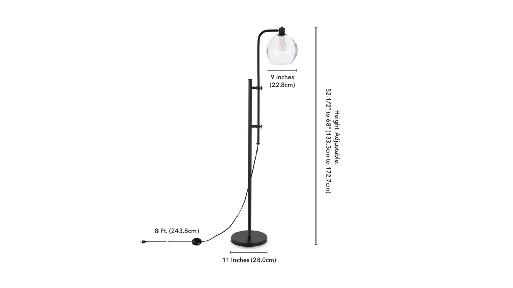 Torres Height-Adjustable Floor Lamp Dimensions