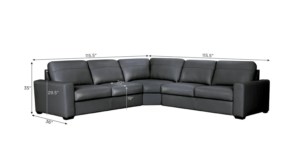 Harley 4-pc. Leather Sectional Dimensions