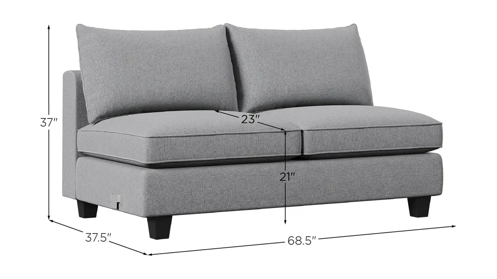 Daine Armless Loveseat w/ Full Sleeper Dimensions