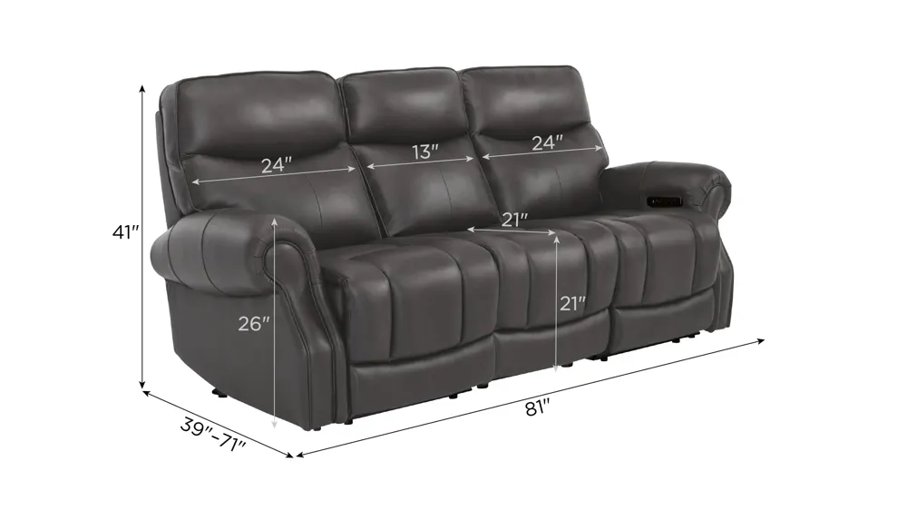 Brooks 3-pc. Zero Gravity Triple Power Sofa Dimensions